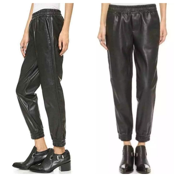 Club Monaco faux leather joggers size 4 - Picture 1 of 13